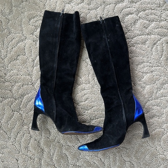Fendi Blue and Black Made in Italy Authentic Women’s Tall Heel Boots Siz… - Picture 4 of 7